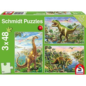 Schmidt Spiele (56202) - "Eventyr med dinosaurer" - 48 brikker puslespil
