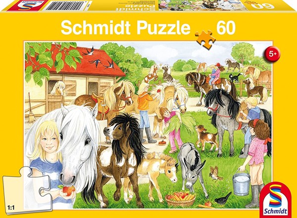 Schmidt Spiele (56205) - "On the Pony Yard" - 60 brikker puslespil