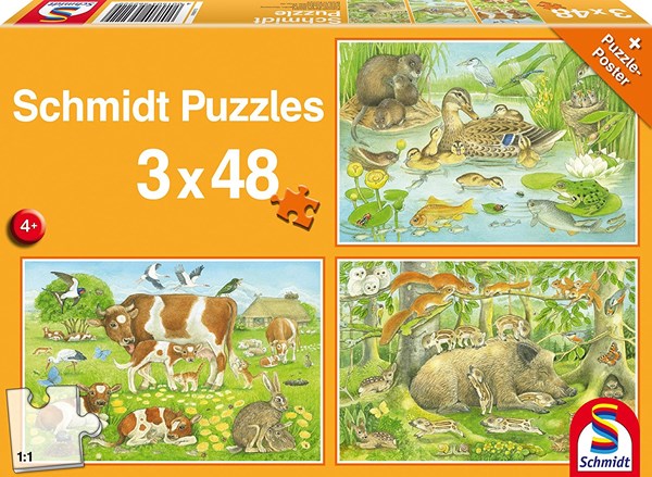 Schmidt Spiele (56222) - "Animal Families" - 48 brikker puslespil