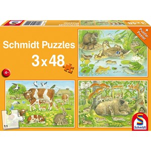 Schmidt Spiele (56222) - "Animal Families" - 48 brikker puslespil