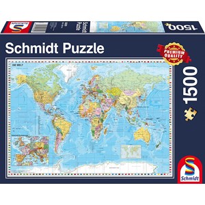 Schmidt Spiele (58289) - "World Map in German" - 1500 brikker puslespil