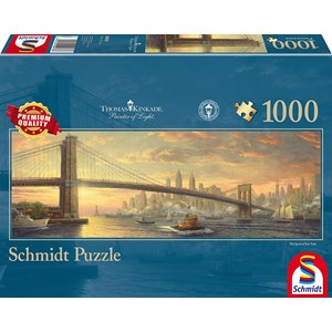 Schmidt Spiele (59476) - Thomas Kinkade: "Brooklyn Bridge, New York, The Spirit of New York" - 1000 brikker puslespil