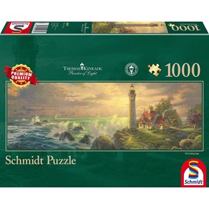 Schmidt Spiele (59477) - Thomas Kinkade: "Idyll i skyggen af fyret" - 1000 brikker puslespil