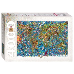 Step Puzzle (85407) - "Map of the World" - 4000 brikker puslespil