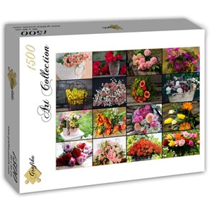 Grafika (T-00521) - "Collage, Flowers" - 1500 brikker puslespil