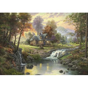 Schmidt Spiele (58445) - Thomas Kinkade: "Mountain Retreat" - 1000 brikker puslespil