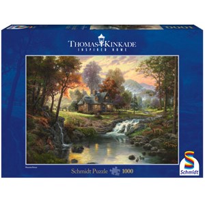 Schmidt Spiele (58445) - Thomas Kinkade: "Mountain Retreat" - 1000 brikker puslespil