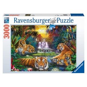 Ravensburger (170579) - "Tigers at the Waterhole" - 3000 brikker puslespil