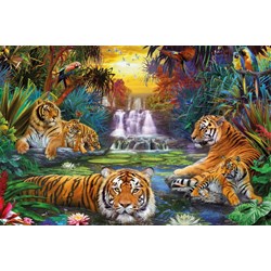 Ravensburger (170579) - "Tigers at the Waterhole" - 3000 brikker puslespil