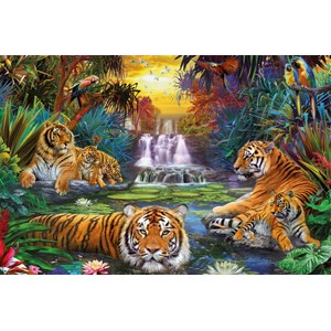 Ravensburger (170579) - "Tigers at the Waterhole" - 3000 brikker puslespil