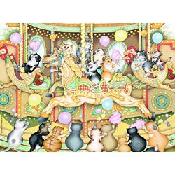 Ravensburger (14696) - Linda Jane Smith: "Crazy Cats on Carousel" - 500 brikker puslespil