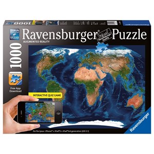 Ravensburger (19308) - "World Map" - 1000 brikker puslespil