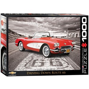Eurographics (6000-0665) - "1959 Corvette - Driving Down Route 66" - 1000 brikker puslespil