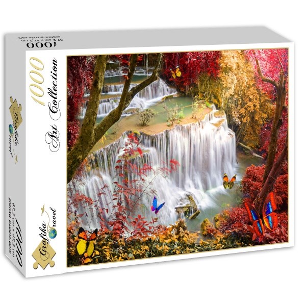 Grafika (02673) - "Deep Forest Waterfall" - 1000 brikker puslespil
