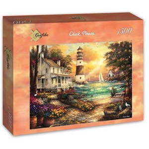 Grafika (T-00707) - Chuck Pinson: "Cottage by the Sea" - 1500 brikker puslespil