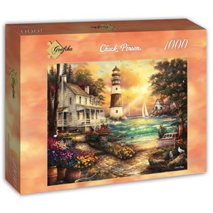 Grafika (T-00708) - Chuck Pinson: "Cottage by the Sea" - 1000 brikker puslespil