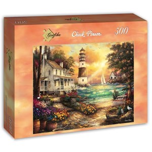 Grafika (T-00709) - Chuck Pinson: "Cottage by the Sea" - 500 brikker puslespil
