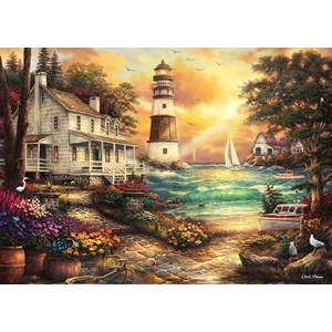 Grafika (T-00709) - Chuck Pinson: "Cottage by the Sea" - 500 brikker puslespil