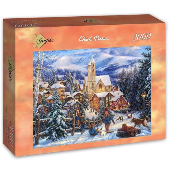 Grafika (T-00722) - Chuck Pinson: "Sledding To Town" - 2000 brikker puslespil