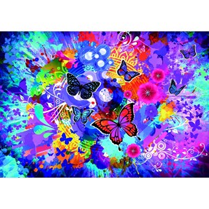 Grafika (02719) - "Colorful Flowers and Butterflies" - 1000 brikker puslespil