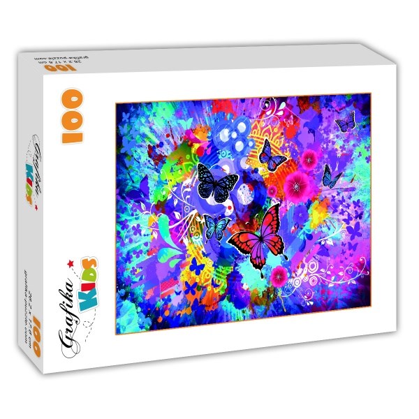 Grafika Kids (02013) - "Colorful Flowers and Butterflies" - 100 brikker puslespil