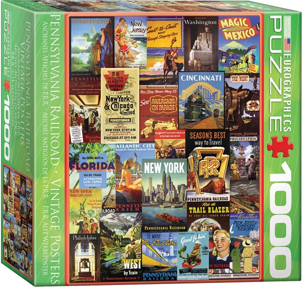 Eurographics (8000-0860) - "Pennsylvania Railroad Vintage Posters" - 1000 brikker puslespil