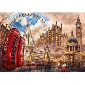 Clementoni (31807) - "Vintage London" - 1500 brikker puslespil