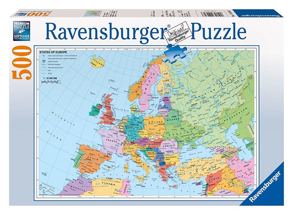 Ravensburger (14130) - "Political Map of Europe" - 500 brikker puslespil