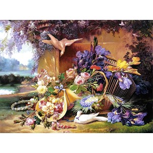 Castorland (C-200276) - Eugene Bidau: "Elegant Still Life with Flowers" - 2000 brikker puslespil