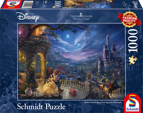 Schmidt Spiele (59484) - Thomas Kinkade: "Beauty and the Beast" - 1000 brikker puslespil