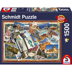 Schmidt Spiele (58343) - "Greetings from All Over the World" - 1500 brikker puslespil