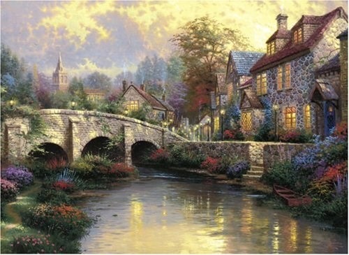 Schmidt Spiele (57466EAN) - Thomas Kinkade: "Cobblestone Brooke" - 1000 brikker puslespil