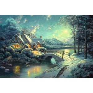 Schmidt Spiele (58453) - Thomas Kinkade: "Christmas Moonlight" - 1000 brikker puslespil