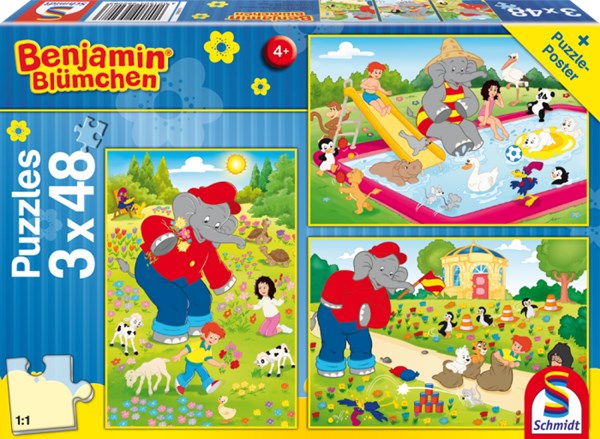 Schmidt Spiele (56208) - "Benjamin the Elephant, Summer time" - 48 brikker puslespil