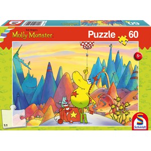 Schmidt Spiele (56229) - "Molly Monster, On vacation" - 60 brikker puslespil