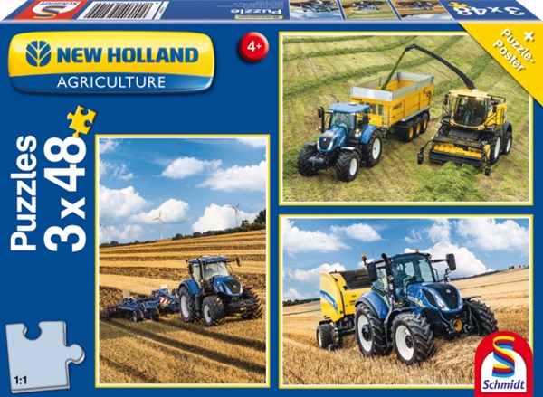Schmidt Spiele (56214) - "New Holland T7 315 / T5 120 / FR 550" - 48 brikker puslespil