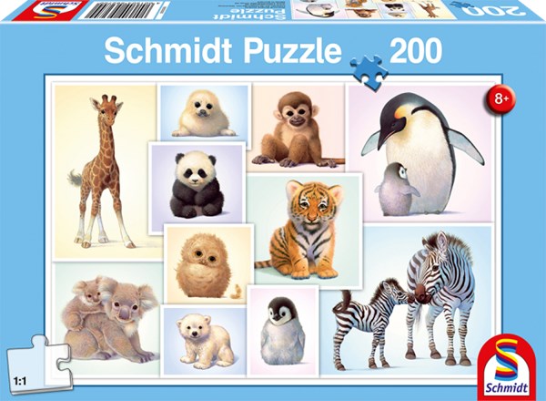Schmidt Spiele (56270) - "Animal Children of the Wilderness" - 200 brikker puslespil