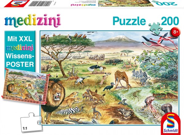 Schmidt Spiele (56292) - "Animals in East Africa" - 200 brikker puslespil
