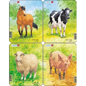 Larsen (V1) - "Animal Drawings. Horse, Cow, Sheep, Pig" - 5 brikker puslespil