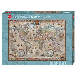 Heye (29871) - Rajko Zigic: "Retro World Map" - 1000 brikker puslespil