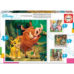 Educa (18104) - "Disney Animals" - 12 16 20 25 brikker puslespil