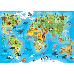 Educa (18115) - "Animals world map" - 150 brikker puslespil