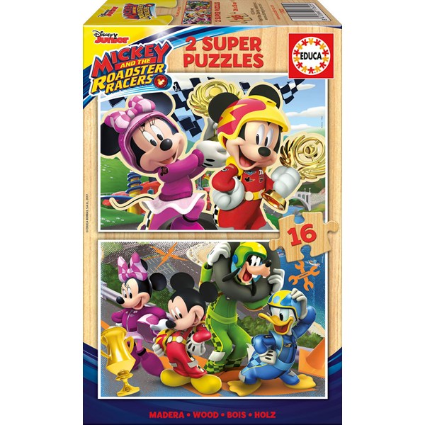 Educa (17622) - "Mickey and the Roadster Racers" - 16 brikker puslespil