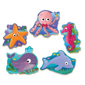 Educa (18058) - "Marine dyr" - 3 4 5 brikker puslespil