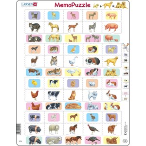 Larsen (GP9) - "Memopuzzle, parent and-baby, animals" - 40 brikker puslespil