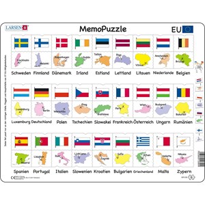 Larsen (GP2-DE) - "MemoPuzzle, Names, flags and capitals of 27 EU member states (in German)" - 54 brikker puslespil