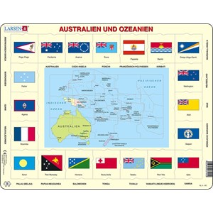 Larsen (KL5-DE) - "Map/Flag, Australia and Oceania (in German)" - 35 brikker puslespil
