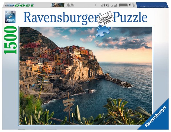 Ravensburger (16227) - "Udsigt over Cinque Terre" - 1500 brikker puslespil