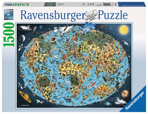 Ravensburger (16360) - "Farverigt verdenskort" - 1500 brikker puslespil