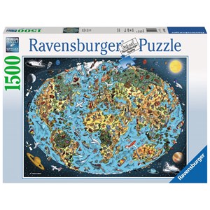 Ravensburger (16360) - "Farverigt verdenskort" - 1500 brikker puslespil